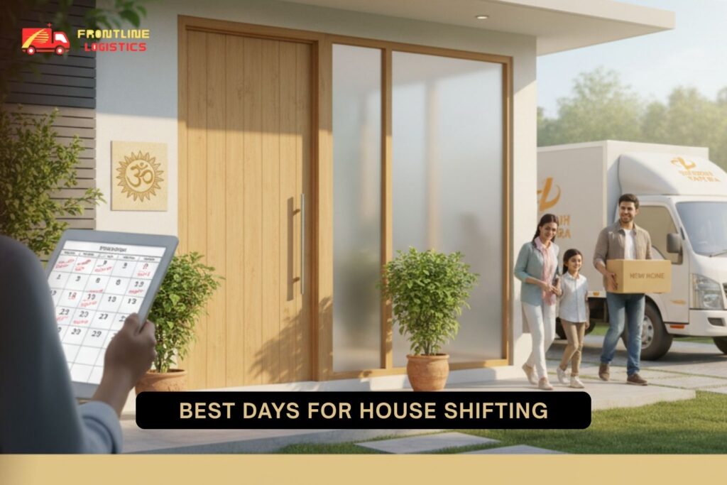 Good Days for House Shifting 2026 showing auspicious dates and Vastu Shastra guidance for moving into rented or owned homes