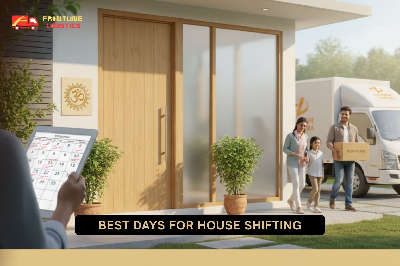 Good Days for House Shifting 2026 showing auspicious dates and Vastu Shastra guidance for moving into rented or owned homes